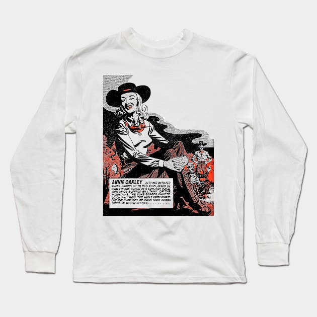 Annie Oakley Buffalo Bill Western Cowboy Retro Comic Long Sleeve T-Shirt by REVISTANGO